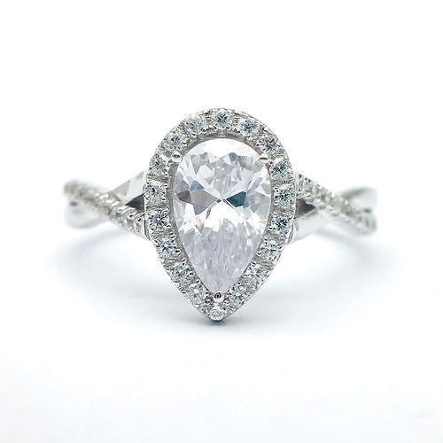 Moissanite engagement ring classic pear ring | 3D