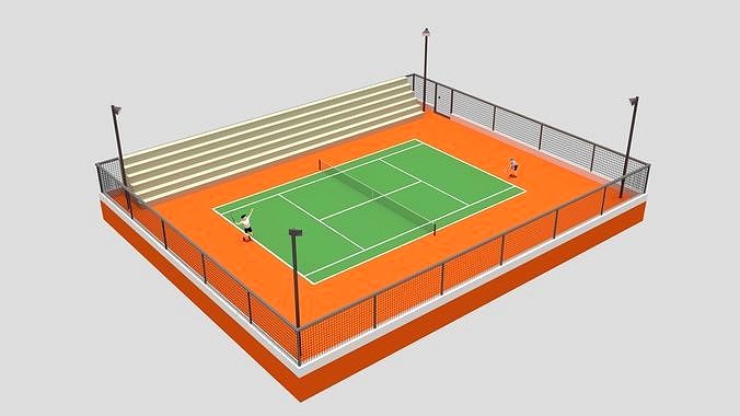 Cartoon Tennis Court Scene