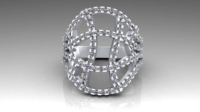 Fashion Ring with a lot off diamonds  | 3D