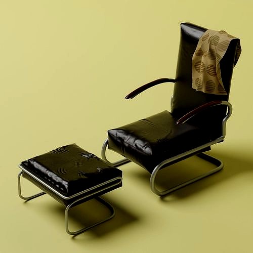 Leather chair with footstool