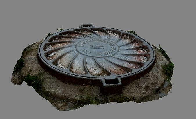 High-poly scanned sewerage hatchway