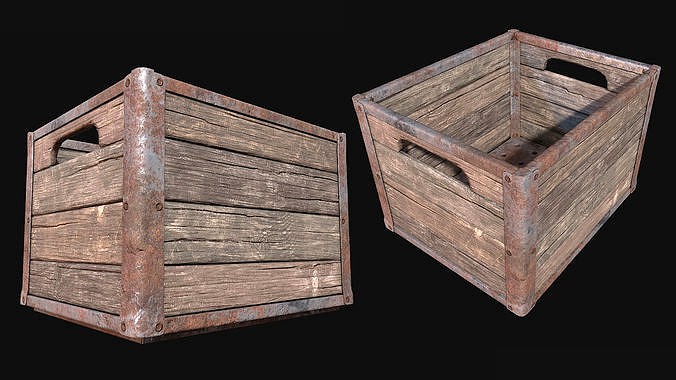 Low Poly PBR Wood Dairy Crate