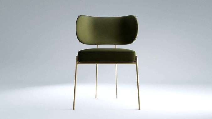 Asare Dining Chair Sycamore Green Velvet  Brass Leg