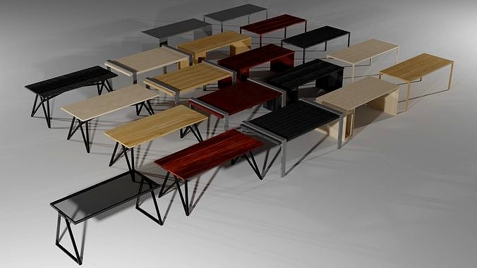 Set of Working Table LowPoly