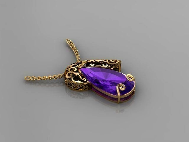 Vintage ruby pendant | 3D