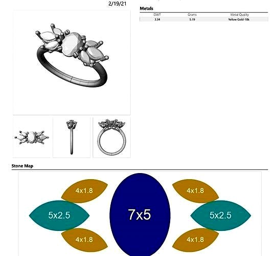 oval and marquize stones ring | 3D
