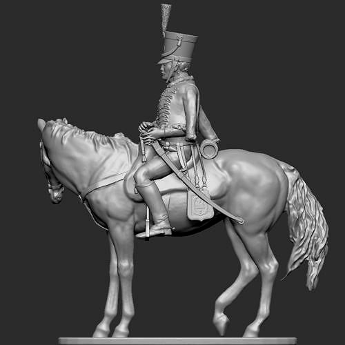 Napoleon Hussar on horseback | 3D