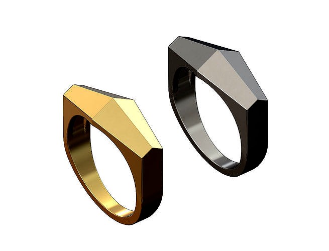 Trapezoidal faceted ring | 3D