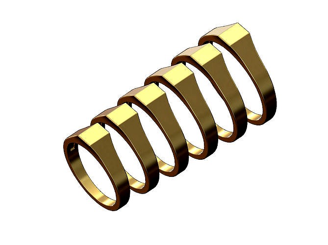 Low profile rectangular engravable signet ring | 3D