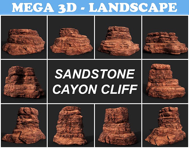 Low poly Sandstone Canyon Cliff 210223
