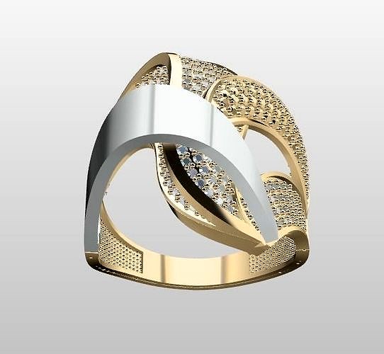Double Piece Two-Color Ring | 3D