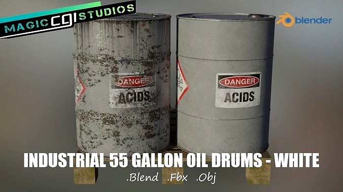 Industrial Oil Storage Drums - White