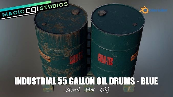 Industrial Oil Storage Drums - Blue
