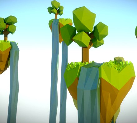 Low Poly Sky Island Scene