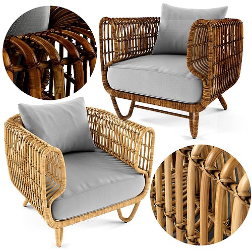 Bamboo rattan armchair for outdoor airy nature cool