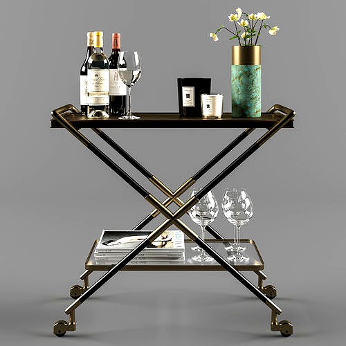 Bar Cart with Accessories