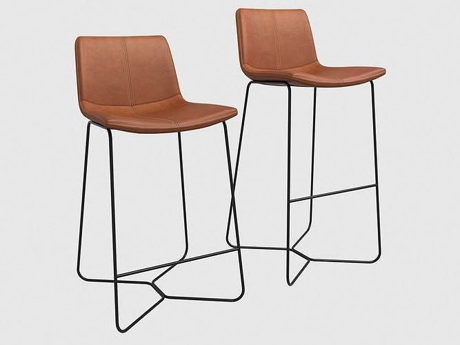 Slope Leather bar Stool West Elm