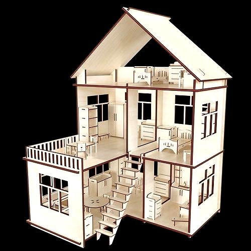 Wooden doll house constructor model