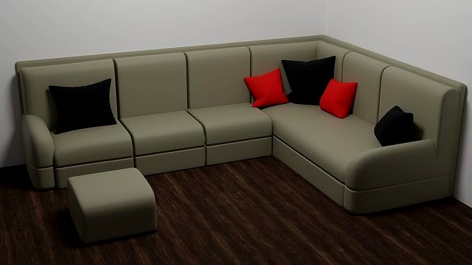 L-Shaped sofa with pillows
