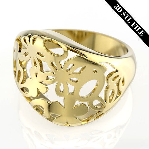 Flower ring - STL file - 5 ring sizes - Ready to print | 3D