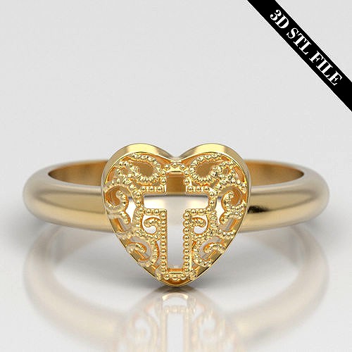Heart wedding ring - STL file - 4 ring sizes - Ready to print | 3D