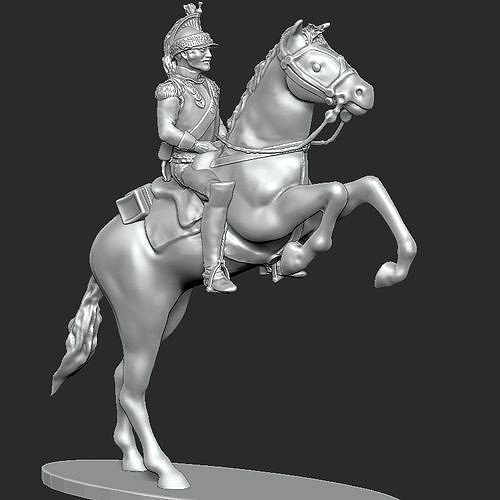 Napoleon Cuirassier figure on a prancing horse | 3D