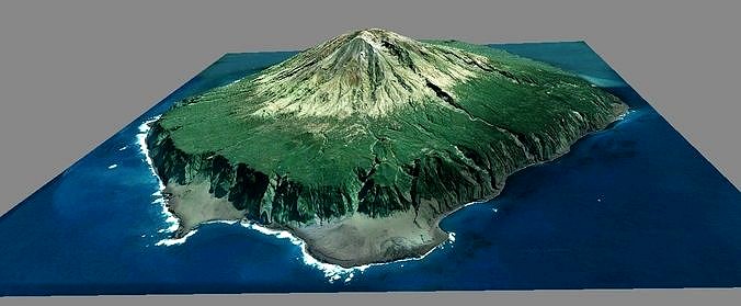 Tristan da Cunha terrain 3d model