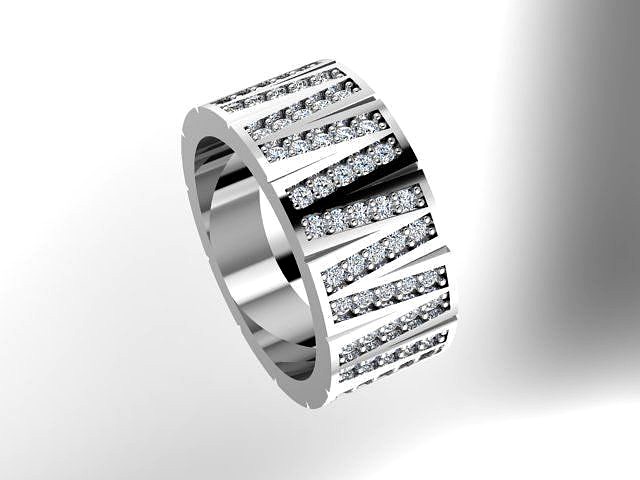 Wedding bands diamonds 3D print model
