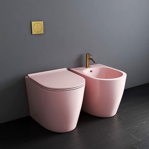 Toilet and bidet pink