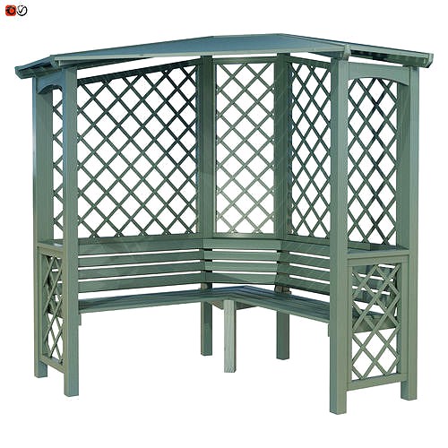 Garden Gazebo pergola with corner bench 3D model