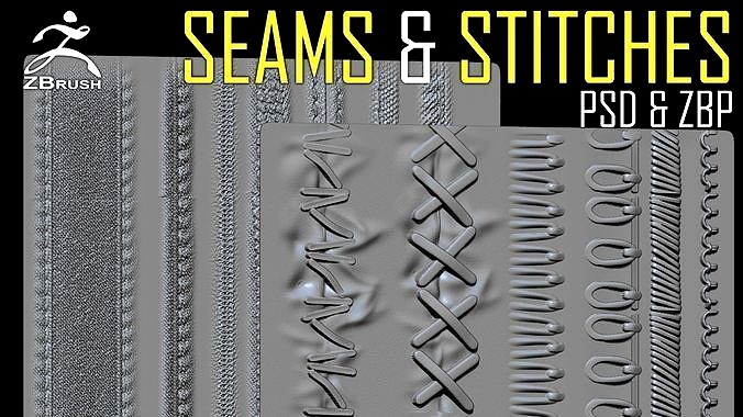 Seams and Stitches ZBrush Alphas and Brush