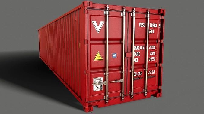 PBR 40 ft Shipping Cargo Container - Red