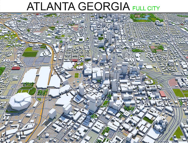 Atlanta city 3d model  Georgia 40km