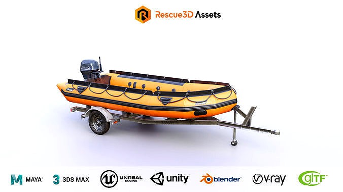Lifeguard Rescue  Boat With Trailer