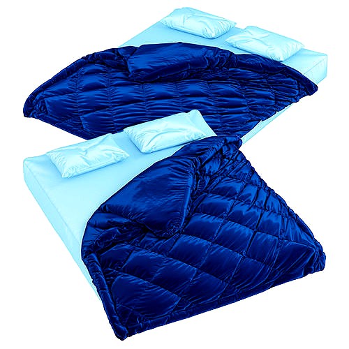 Mattress with pillows and blanket