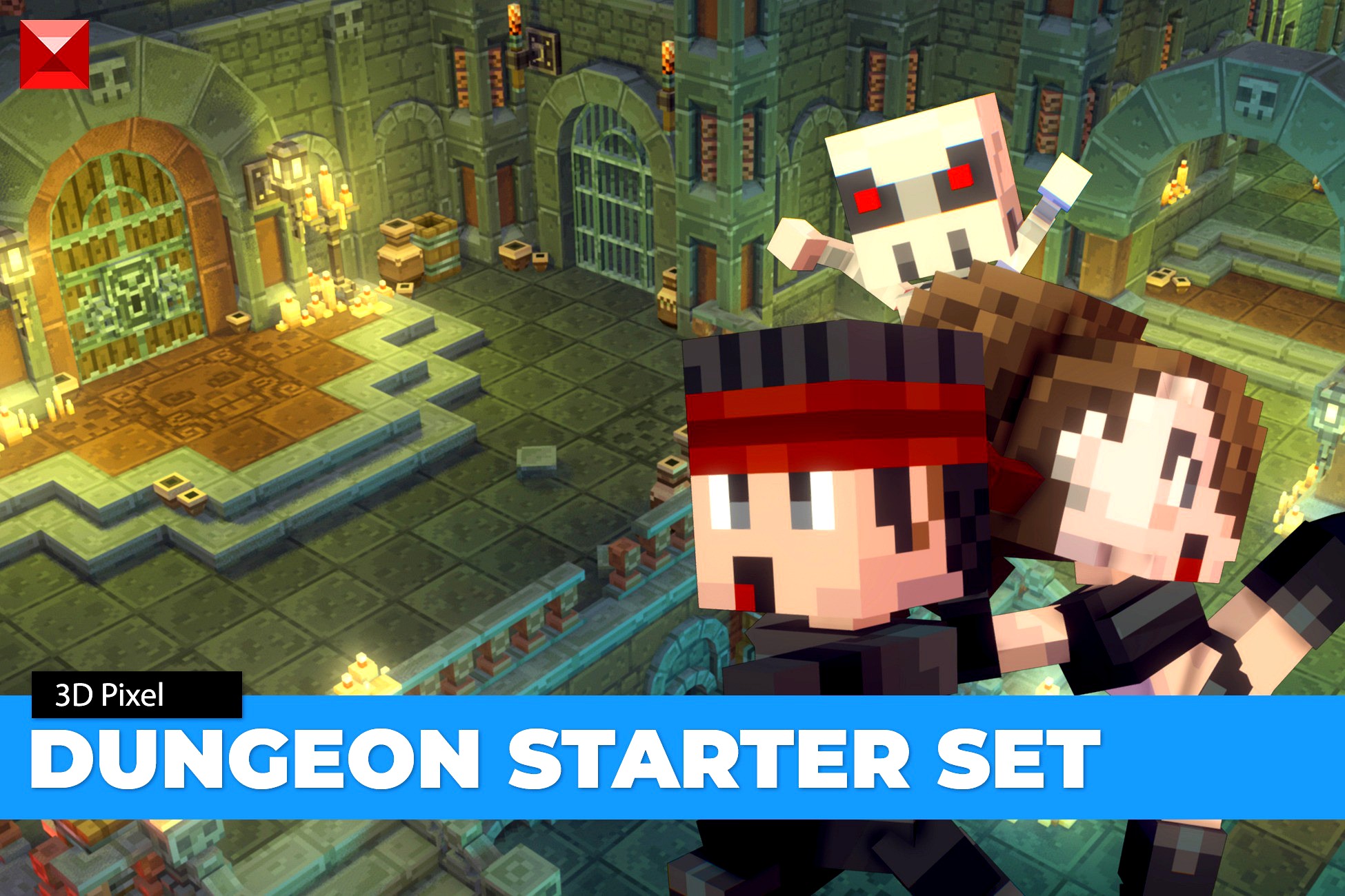 3D Pixel Dungeon Set model