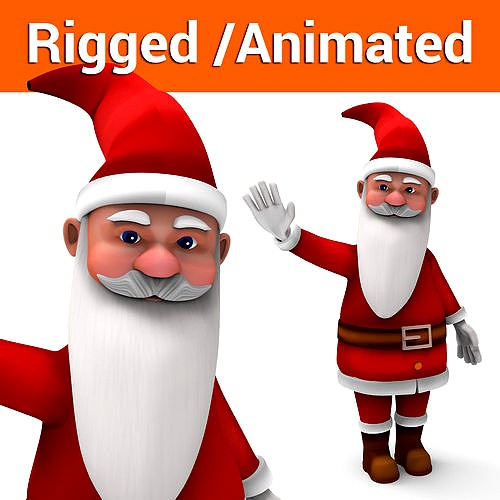 cartoon Santa rigged animated 3D model