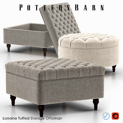 LORRAINE Tufted Storage Ottoman