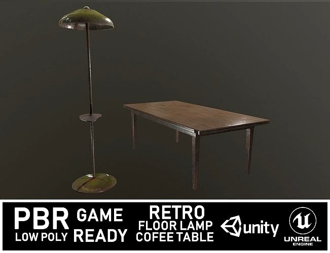 Cofee Table and Floor Lamp Rusty Dirty
