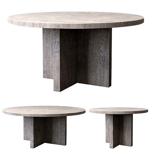 RECLAIMED RUSSIAN OAK PLANK ROUND DINING TABLE Gray