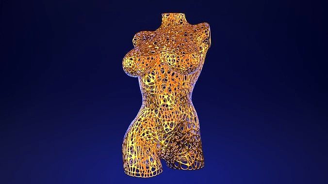 wireframe voronoi woman torso