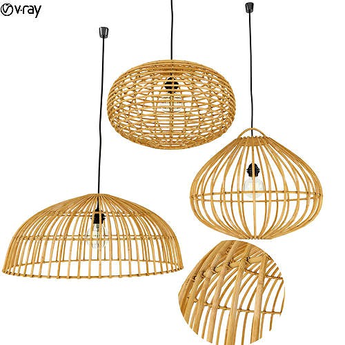 Rattan Lamp Set 1