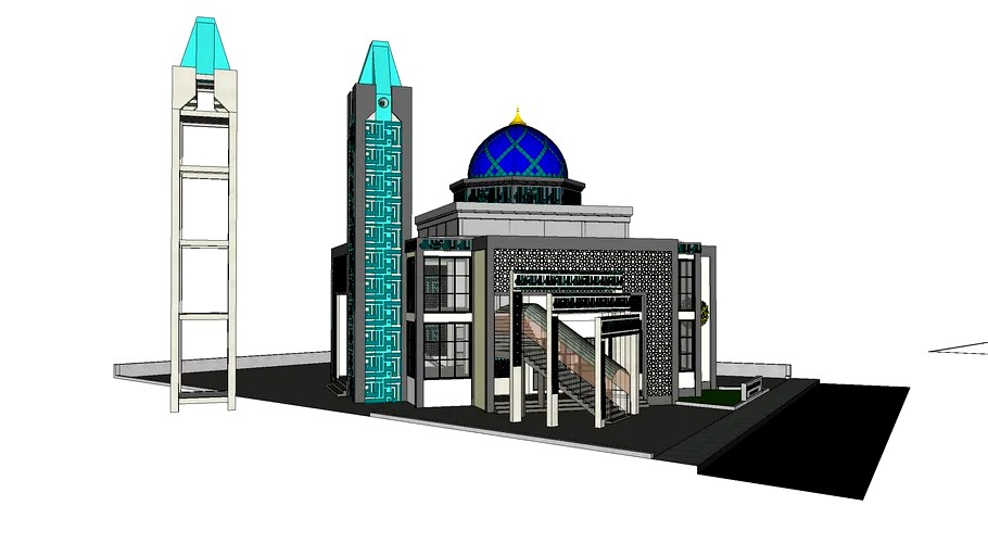 mesjid modern minimalis balagedog 3d model