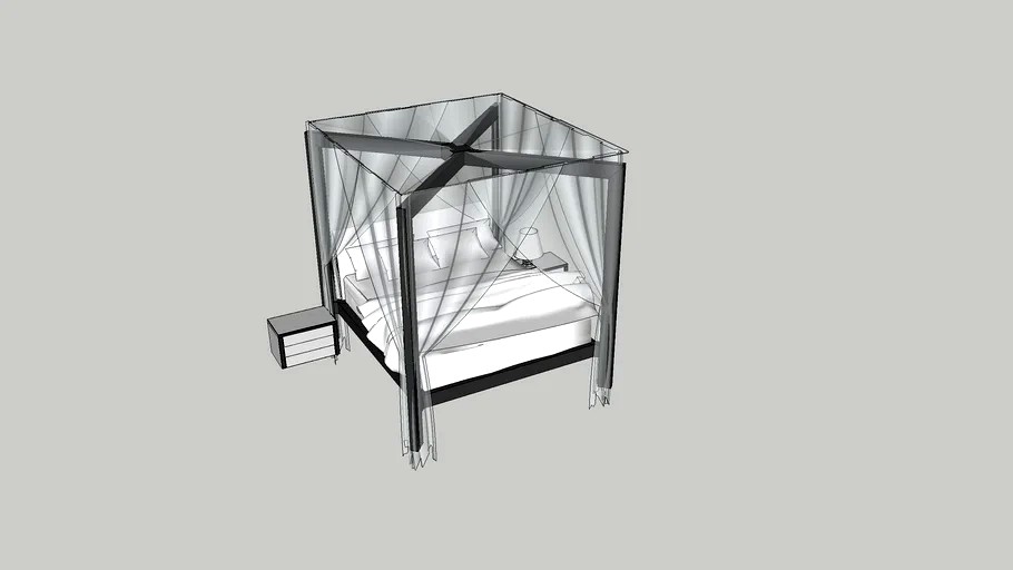 White Canopy Bed with Metal Frame