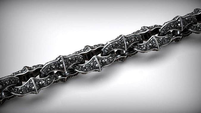 Motorbike Skull Chain Link Bracelet | 3D