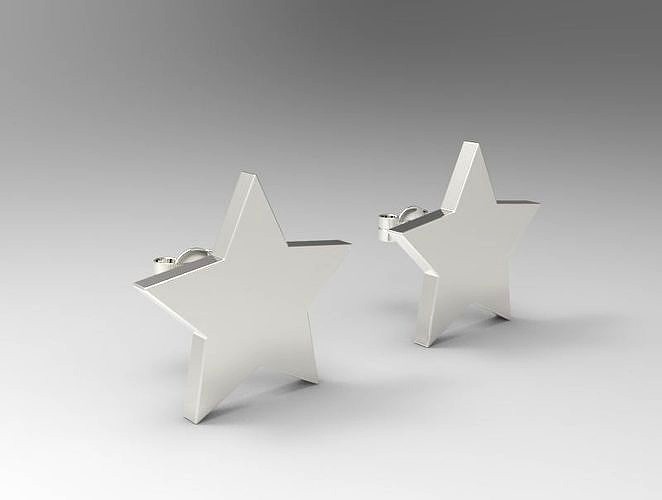 Sterling Silver Star Stud Earrings Jewelry | 3D