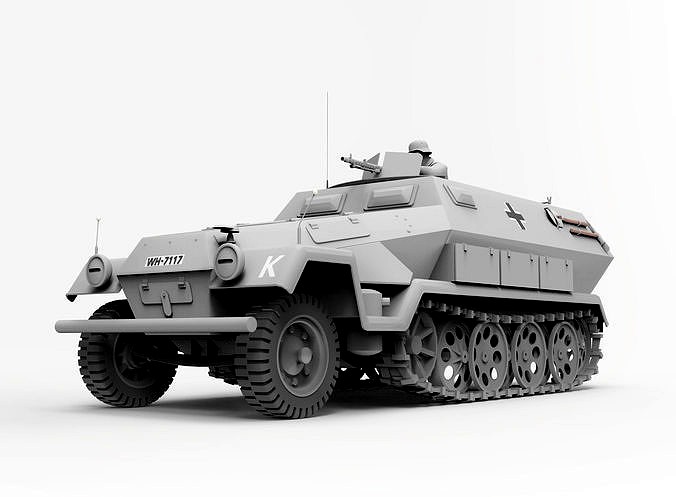 Hanomag Sd Kfz 251 Ausf A and Gunner with MG-34 | 3D