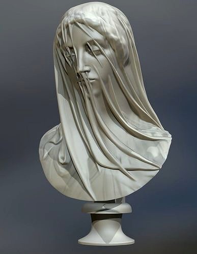 Classical Statue Bust - The Veiled Virgin Giovanni Strazza | 3D