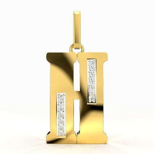 H SCRIPT DIAMOND PENDANT | 3D