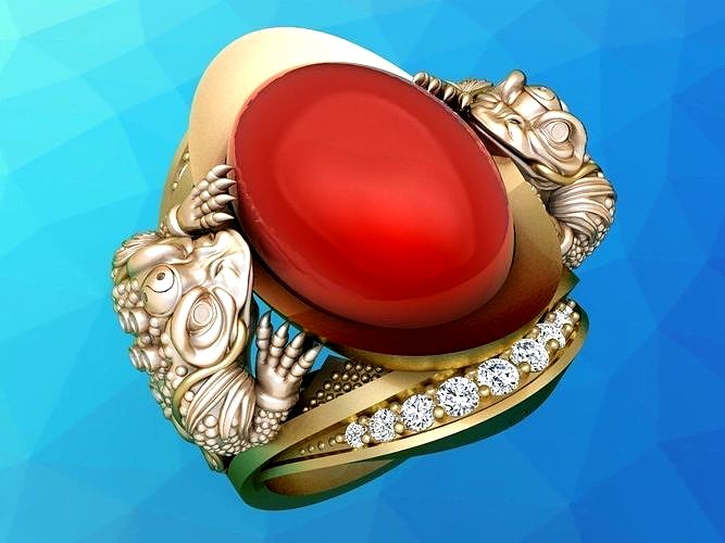 Toad ring - Double Toad ring - Men ring | 3D
